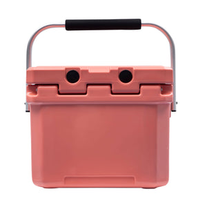CAMP-ZERO 10 Liter 10.6 Quart Lidded Cooler with 2 Molded In Cup Holders, Coral