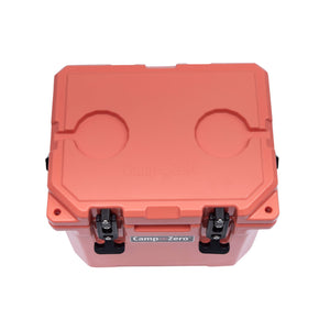 CAMP-ZERO 10 Liter 10.6 Quart Lidded Cooler with 2 Molded In Cup Holders, Coral