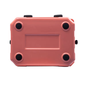 CAMP-ZERO 10 Liter 10.6 Quart Lidded Cooler with 2 Molded In Cup Holders, Coral