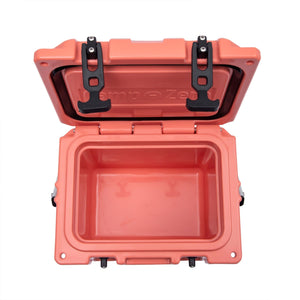 CAMP-ZERO 10 Liter 10.6 Quart Lidded Cooler with 2 Molded In Cup Holders, Coral