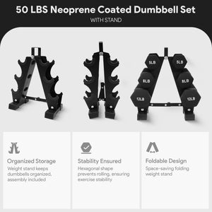 BalanceFrom Neoprene-Coated Dumbbell Set with Rack, Hex Weights for Strength Training, Resistance Workouts, and Home Gym Fitness, Black
