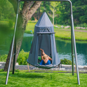 gobaplay Hanging Tent for Round Platform Swing Set with Cover, Grey (Cover Only)