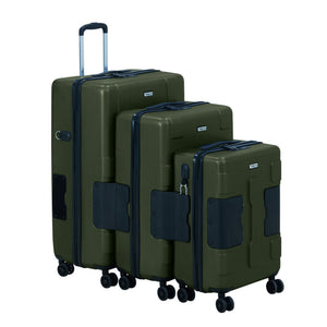 TACH V3.1 3 Piece Set Connectable Hard Shell Spinner Suitcase Luggage Set, Green
