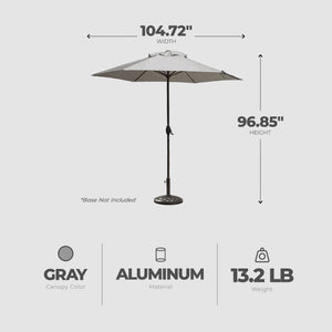 Four Seasons Courtyard Palermo Market Patio Umbrella with Push Button Tilt, Gray