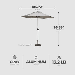 Four Seasons Courtyard Palermo Market Patio Umbrella with Push Button Tilt, Gray