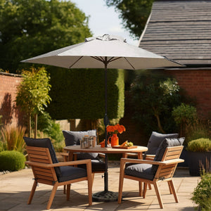 Four Seasons Courtyard 9 Foot Naples Market Patio Umbrella, Natural Fabric Color - TRAPSKI