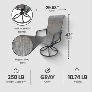 Four Seasons Courtyard Tuscany 6 Piece Swivel Rocker Chair Set w/ Aluminum Frame