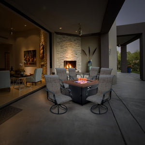 Four Seasons Courtyard Tuscany 6 Piece Swivel Rocker Chair Set w/ Aluminum Frame