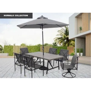 Four Seasons Courtyard Norwalk Slat Top Aluminum All Weather Patio Dining Table