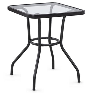 Four Seasons Courtyard Sunny Isles Tempered Glass Top Patio Dining Table, Black