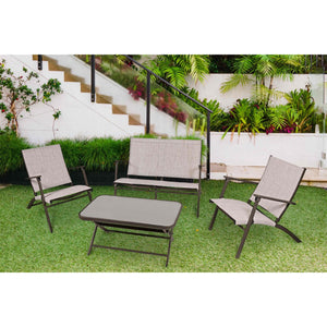 Four Seasons Courtyard Novara 4 Piece Steel Folding Outdoor Conversation Set