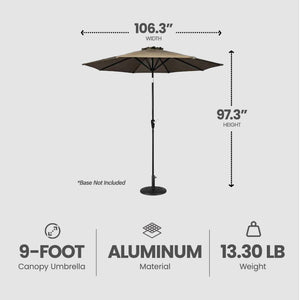 Four Seasons Courtyard 9 Foot Round Olefin Fabric Belmont Market Umbrella, Taupe
