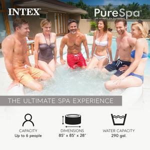 Intex PureSpa 6 Person Bubble Massage Inflatable Hot Tub Spa Set, Sahara Tan