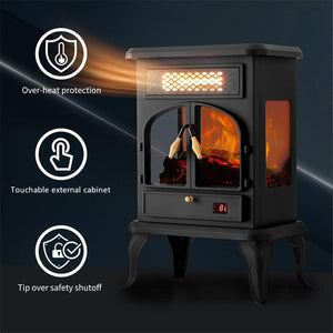 selectric Freestanding Electric Fireplace Heater w/Remote, Dark Black (2 Pack)