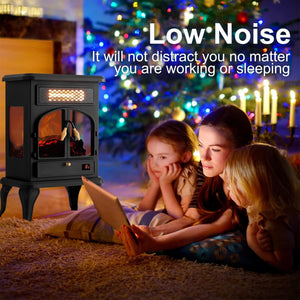 selectric Freestanding Electric Fireplace Heater w/Remote, Dark Black (2 Pack)