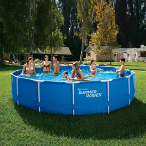 Summer Waves 15 Feet x 33 Inches Metal Frame Above Ground Pool Set with Pump