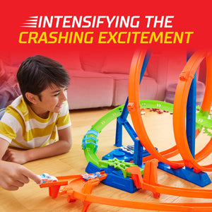 Hot Wheels Track Set with 5 Crash Zones, Motorized Booster, 1 Car, and 2 Loops - TRAPSKI