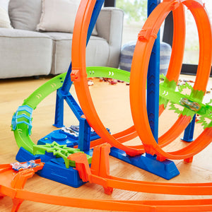 Hot Wheels Track Set with 5 Crash Zones, Motorized Booster, 1 Car, and 2 Loops - TRAPSKI