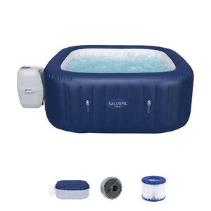 SaluSpa LED Spa Waterfall Accessory w/Bestway AirJet Inflatable Round Hot Tub