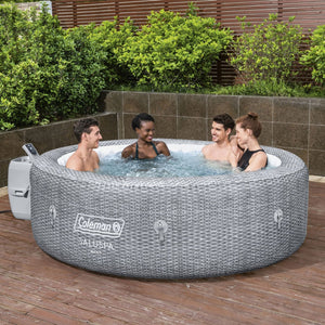 Bestway Coleman Sicily AirJet Inflatable Round Hot Tub with 2 SaluSpa Seat, Gray
