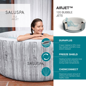 Bestway SaluSpa Fiji Hot Tub w/Set of 2 Pool Spa Seat & 2 Headrest Pillows, Gray