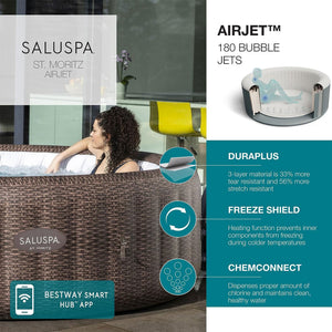 Bestway St Moritz AirJet Inflatable Hot Tub with 2 SaluSpa Non-Slip Spa Seat