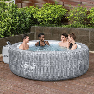 Bestway Coleman Sicily AirJet Inflatable Round Hot Tub with 6 SaluSpa Seat, Gray