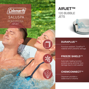 Coleman SaluSpa Ponderosa Hot Tub + Bestway SaluSpa Non Slip Pool and Spa Seat