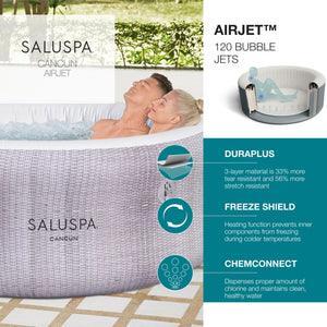 Bestway SaluSpa AirJet Cancun Inflatable Hot Tub with SaluSpa Non Slip Spa Seat