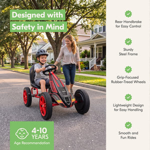 hauck Cyclone Pedal Go Kart with Adjustable Bucket Seat for Kids Ages 4 to 8