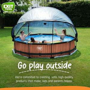 EXIT Toys 12 Foot Round Multifunctional Cover Dome Enclosure for Outdoor Pools - TRAPSKI