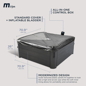 MSpa Square Bubble Spa w/Hard Exterior, Soft Lining Interior, & Hydro Jets, Oslo