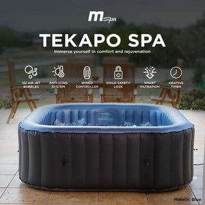 MSpa Square Inflatable 4 to 6 Person Bubble Spa w/Energy Efficient Cover, Tekapo