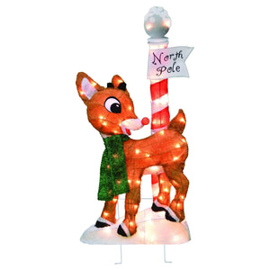 ProductWorks 32" Rudolph the Red Nosed Reindeer Pre-Lit Christmas Yard Decor