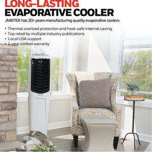 Honeywell Portable Evaporative Tower Cooler with Fan, Humidifier & Remote, White
