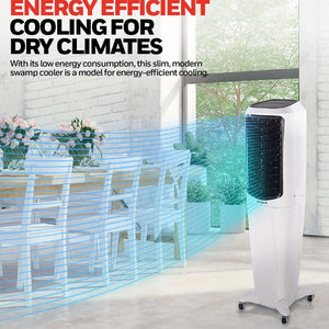 Honeywell Portable Evaporative Tower Cooler with Fan, Humidifier & Remote, White