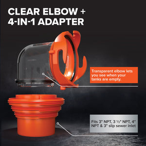 Camco RhinoFLEX 20’ RV Sewer Hose Kit w/ Removable 4 in 1 Adapter, Black/Orange