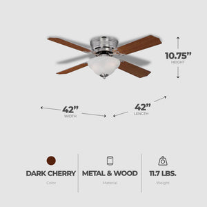 Westinghouse Hadley 42 Inch 4 Blade Ceiling Fan with Dimmable LED Light Fixture