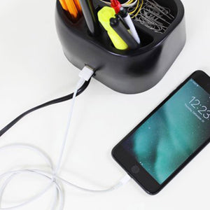 Globe Electric LED Integrated Goose Neck Desk Lamp with USB Port and Organizer