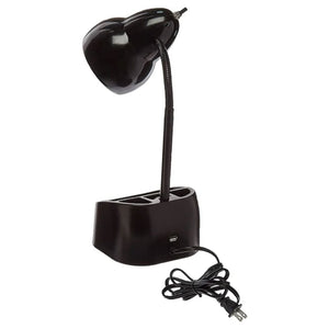 Globe Electric LED Integrated Goose Neck Desk Lamp with USB Port and Organizer