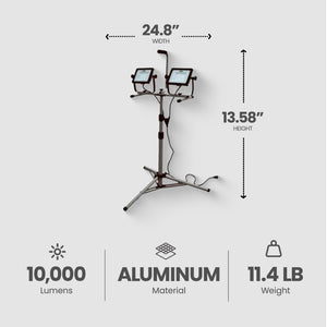 Master Electrician 10,000 Lumens LED Tripod Work Light with 6 Foot Cord, Black