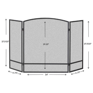 Panacea 30 by 48 Inch 3 Panel Matte Fireplace Screen with Arched Design, Black