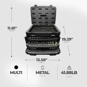 Master Mechanic 205 Piece Mechanics SAE Metric Socket and Tool Set with Case