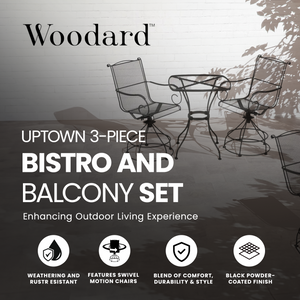 Woodard Uptown 3 Piece Bistro and Balcony Set with Powder Coated Finish, Black - TRAPSKI