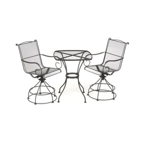 Woodard Uptown 3 Piece Bistro and Balcony Set with Powder Coated Finish, Black - TRAPSKI