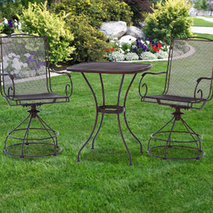 Woodard Uptown 3 Piece Bistro and Balcony Set with Powder Coated Finish, Black - TRAPSKI