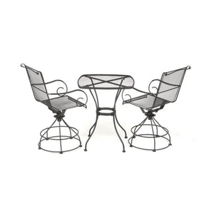 Woodard Uptown 3 Piece Bistro and Balcony Set with Powder Coated Finish, Black - TRAPSKI