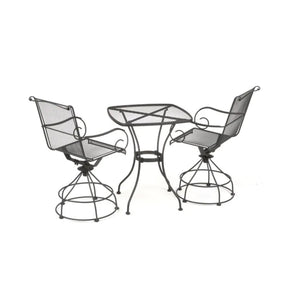 Woodard Uptown 3 Piece Bistro and Balcony Set with Powder Coated Finish, Black - TRAPSKI