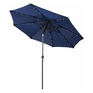 Four Seasons Courtyard 9’ Polyester Patio Market LED Umbrella w/Steel Pole, Navy