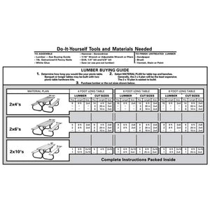 Jack Post Fiesta Charm Outdoor DIY Steel Frame for Wooden Picnic Table, Black